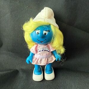 Vintage Smurfette Doll with Hat & Pink Comb | 1980s Collectible Original Outfit